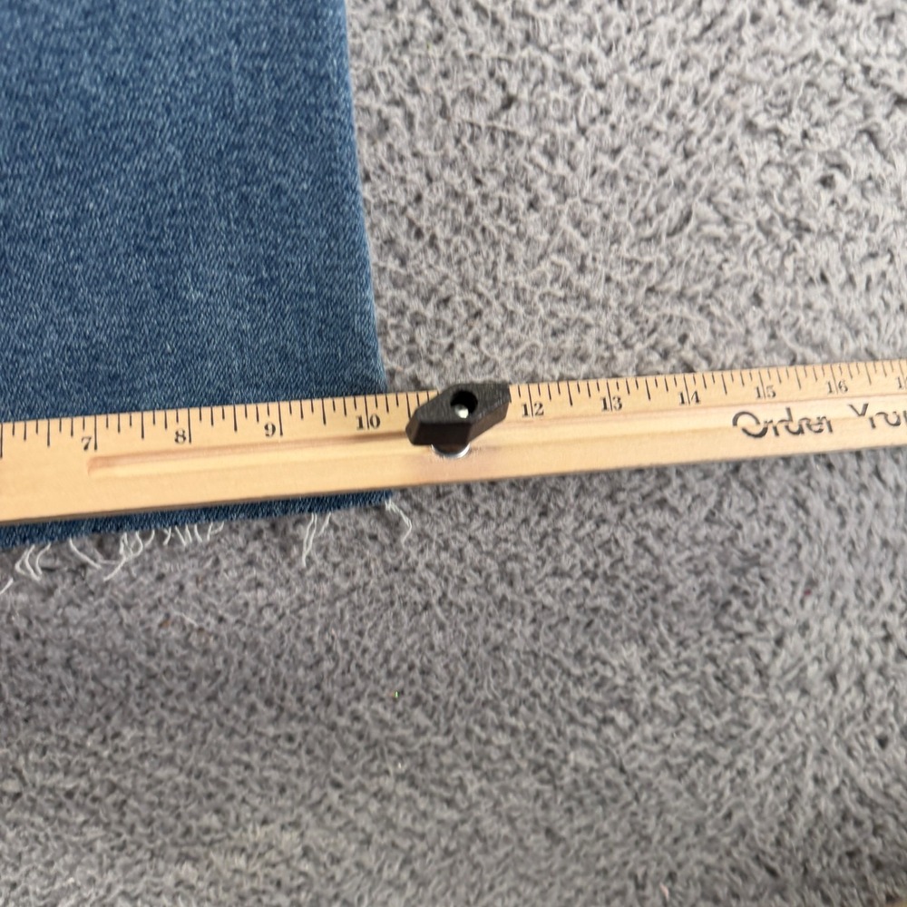 Loft Jeans Womens 10 Blue Cotton Denim Wide-Leg Faded Workwear Raw-Hem Stretch - Picture 12 of 13